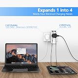 JSVER Double Plug Adaptor with 2 USB 5V/2.4A UK 3 Pin 13A Fuse White view 2