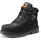 NINGO Mens Steel Toe Work Boots, Waterproof Heavy-Duty Safety Boots with Puncture Protection Oil & Slip Resistant, Steel Toe Work Shoes with Breathable Lining EH Protection for Construction Industrial
