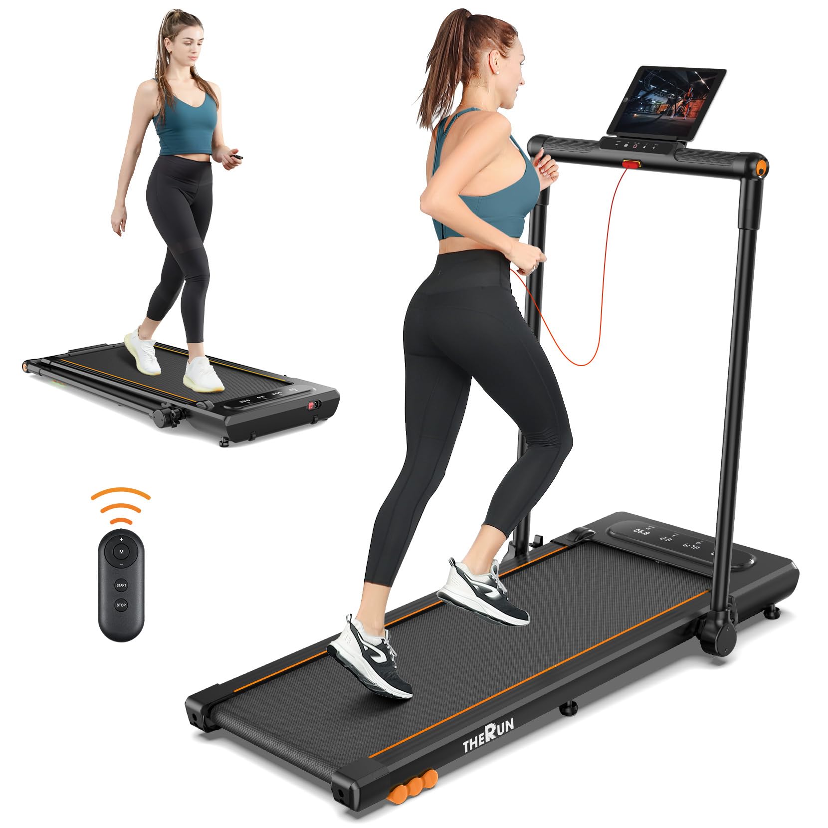 Photo 1 of THERUN Walking Pad Treadmill, 2.5HP Under Desk Treadmill, 2 in 1 Foldable Treadmill for Home, Walking Pad with Handle Bar, 16" Widened Running Belt, Treadmill with Remote Control & LED Touch Screen