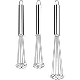 Patelai 3 Pieces Ball Whisk Set Whisk Beater Stainless Steel Ball in 10 Inch and 12 Inch Wire Egg Kitchen Set for Cooking Blending Beating Stirring