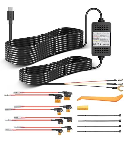 Dash Cam Hardwire Kit, GKU Mini USB Hard Wire Car Camera Charger Cable Kit 12V- 24V To 5V Car Dash Camera Charger Power Cord With Battery Drain...