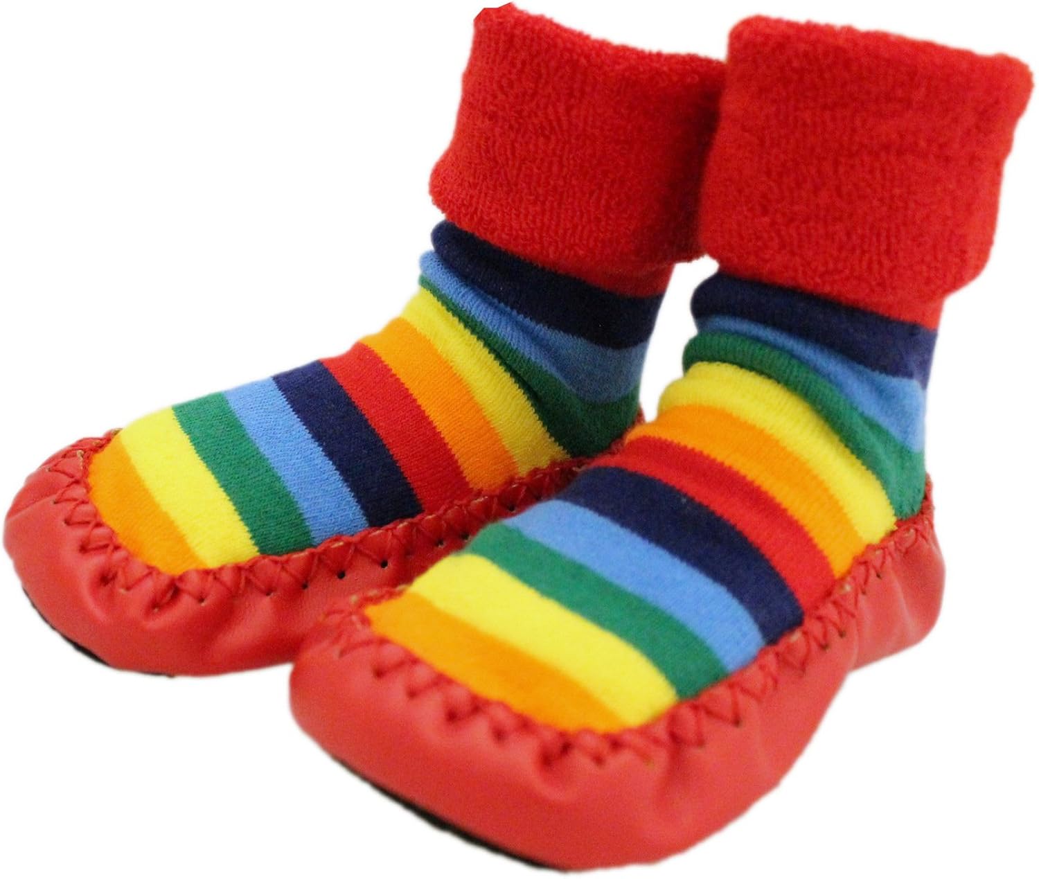 Baby Rainbow Stars Thick Winter Anti-slip Shoes Socks Moccasins Age 1 2 3 (Age 1-2, Red), Red, Blue, White, 12-24 Months - Image 3