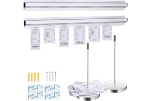 Cjgyz 2 Pieces 24-inch Aluminum Sliding Restaurant menu Clip Rails with 2 Receipt Clip pins, Suitable for Restaurants, cafes, Kitchens, Offices, bar memo Organizers