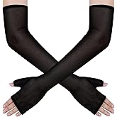 Naibyuki Women's Long Fingerless Opera Party Sheer Gloves Elbow Length Tulle Mesh Gloves for Wedding Bridal Prom Costume