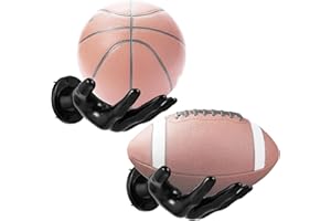 AojSup 2pcs Basketball Holder Wall Mount, Hand-Shaped Ball Holder Wall Mount for Sports Decor, Space-Saving PVC Display Stand for Basketball, Soccer & Volleyball (6.3 x 8.86 Inches, Black)