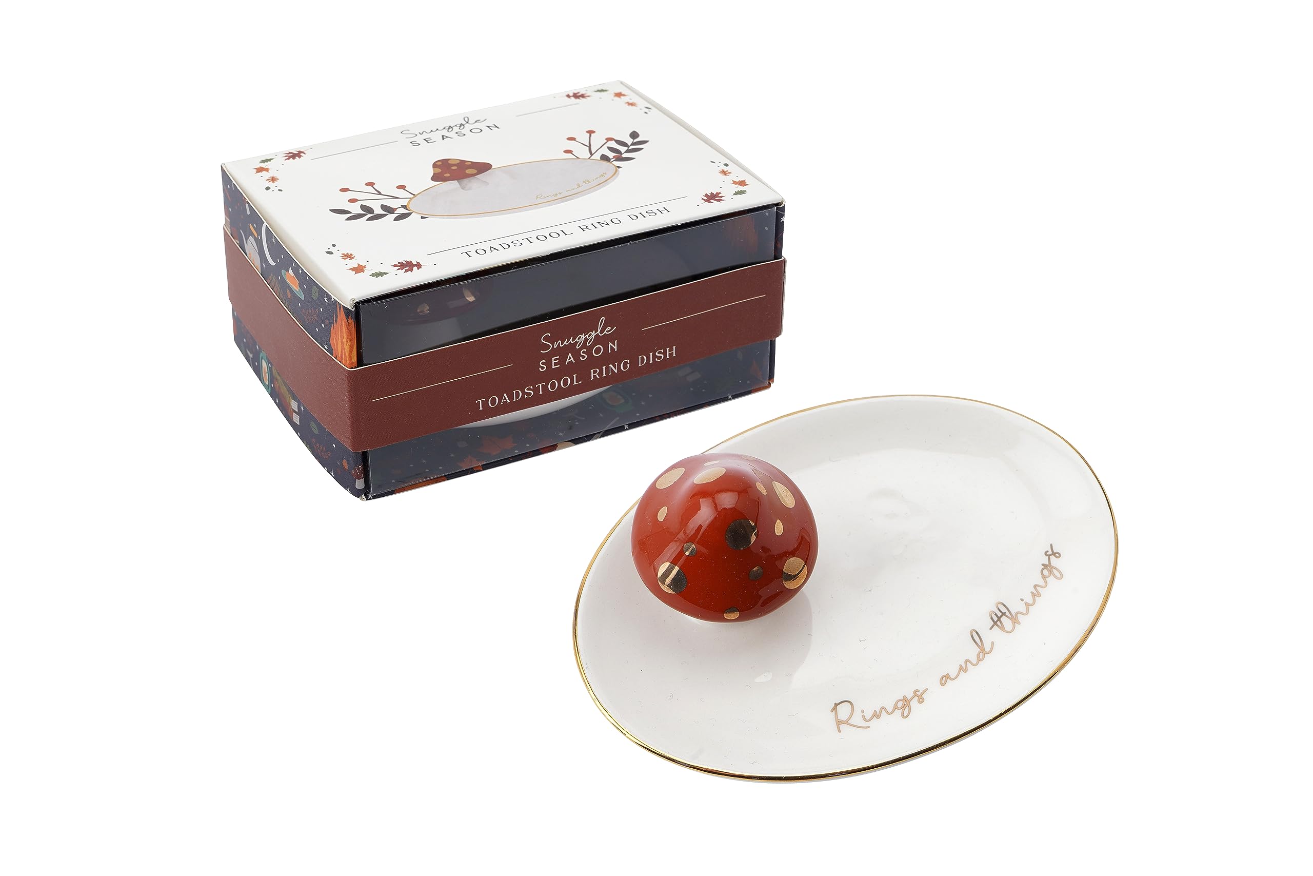 CGB Giftware | Snuggle Season Ceramic Toadstool Ring Dish | Toadstool | Autumn | Halloween | GB07151