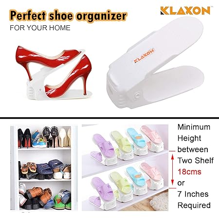 Klaxon Shoe Organizer - Plastic Shoe Organizer - 20 Piece Shoe Organizer/Shoe Shelf/Shoe Rack/Shoe Stand for Home - White
