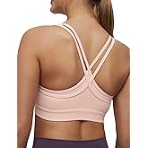 Yvette Women's Sports Bra Breathable Yoga Bra with Jacquard Back Panel & Cross Straps for Fitness,Gym