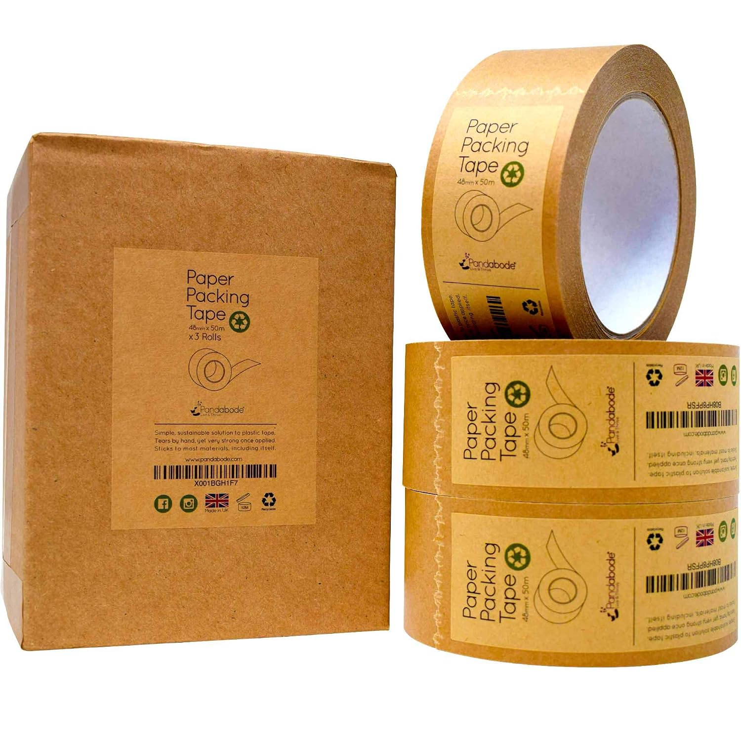 Pandabode Kraft Paper Packing Tape 48mm x 50m, Brown