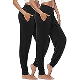 AvaCostume Women's Loose Yoga Harem Workout Pants with Pockets BlackBlack S