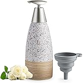Soap Dispenser Set for Shower, Ceramic Refillable Soap Bottle for Shampoo, Conditioner, Bathroom & Kitchen with Silicone Funnel and 2 Pumps for Valentine's Day, Granite Peach Blossom, 12 oz
