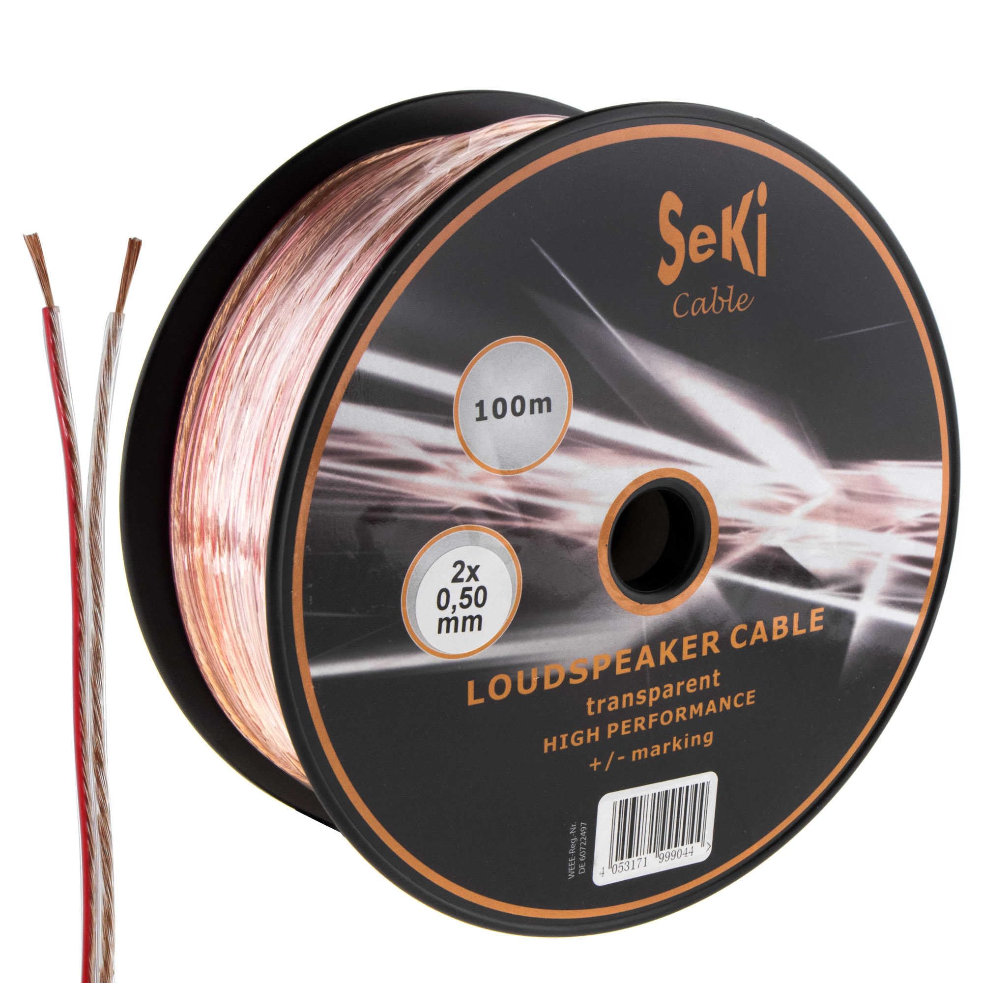 SeKi Loudspeaker Cable 2 x 0.50 mm² 100 m Transparent CCA Audio Cable Box Cable — image 1