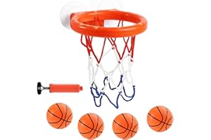 Cyfie Bath Toys for Toddlers - Bathtub Basketball Hoop Set With 4 Balls for Kids Ages 4-8 - Suction Cup Shower Toy for Boys and Girls