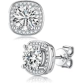 Edulex 2-4ct Moissanite Stud Earrings for Women - D Color VVS1 Clarity Solid 925 Sterling Silver 18K White Gold Plated Jewelry - Lab Created Diamond Mens Gifts