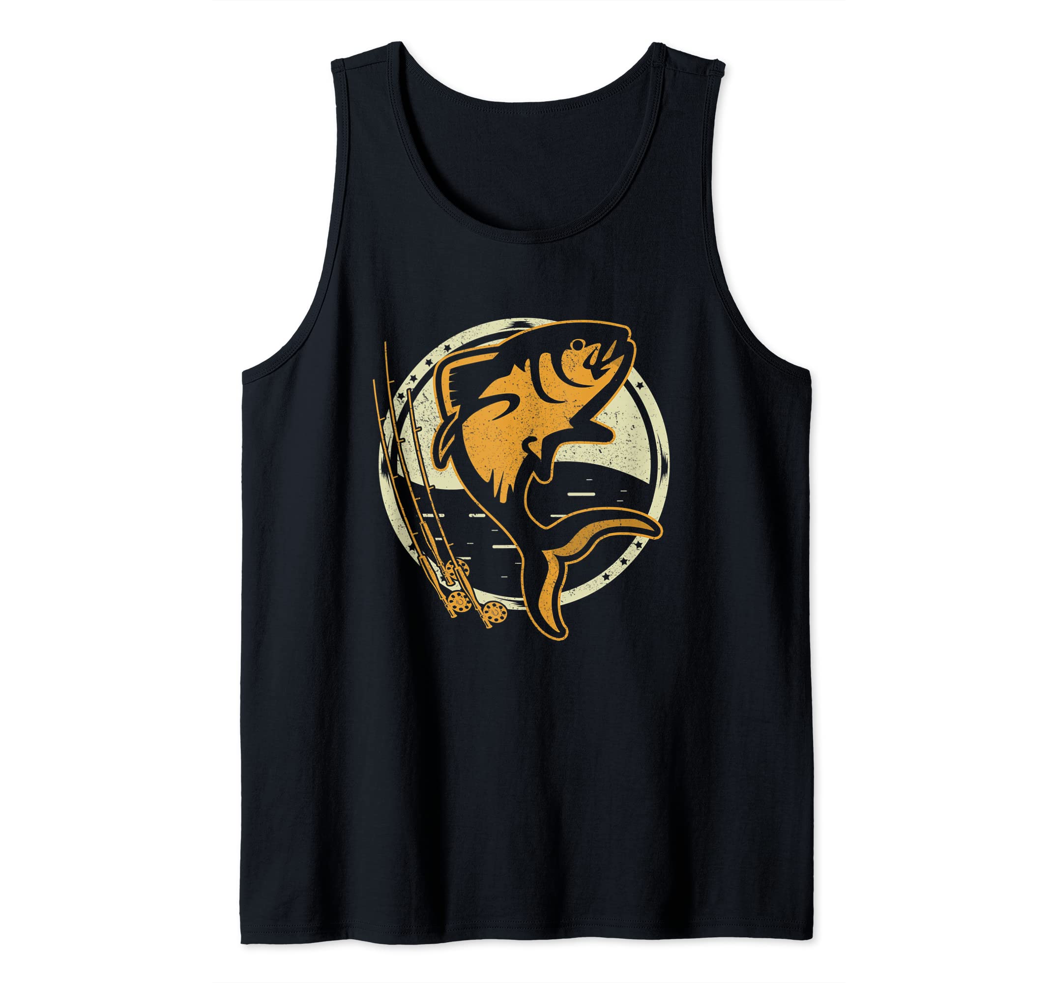 Angler motif with fish and fishing rod gift fishing Tank Top