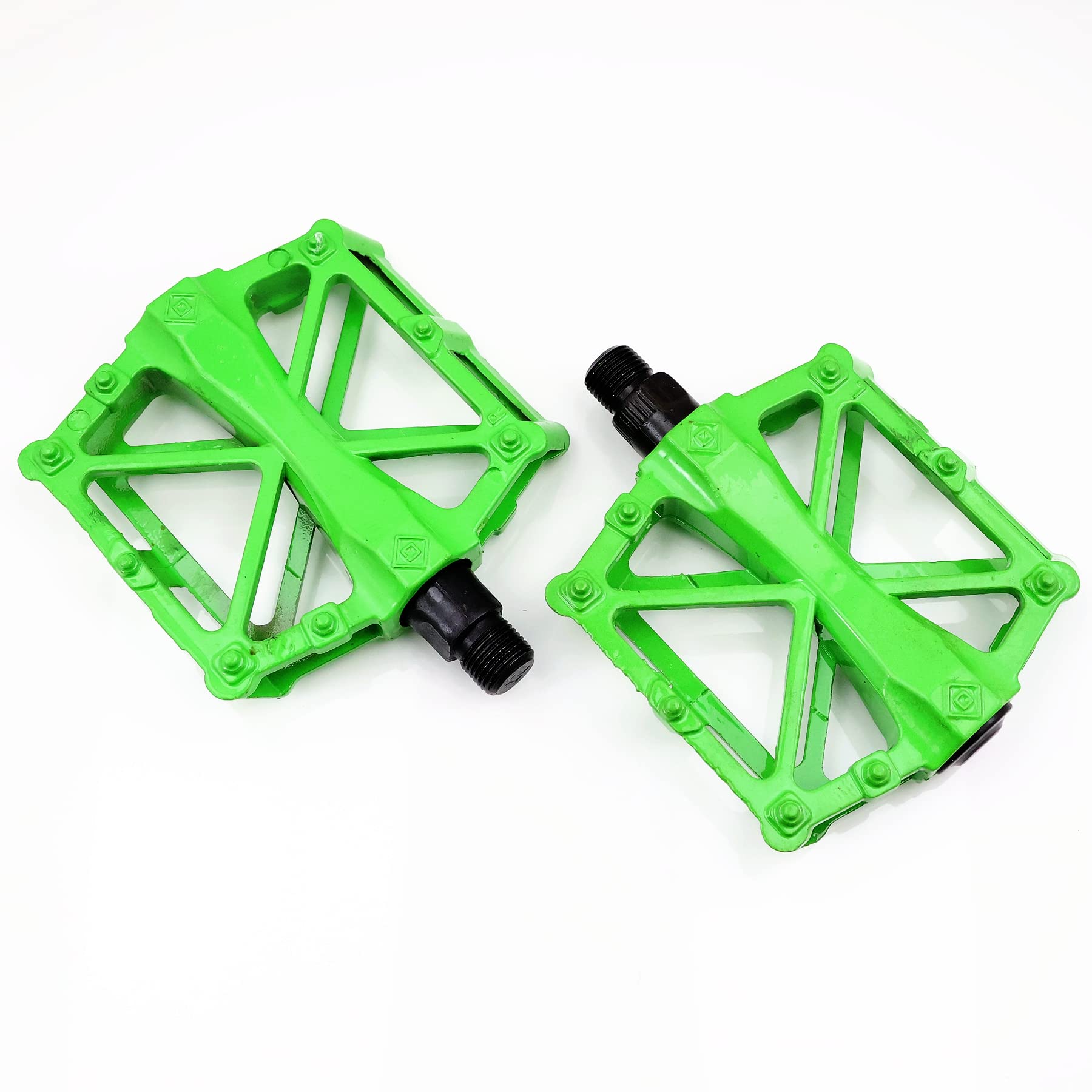 Pair of Cycling BMX Mountain Bicycle Bike Pedals 9/16" Bearing Metal Heavy Duty (Green)