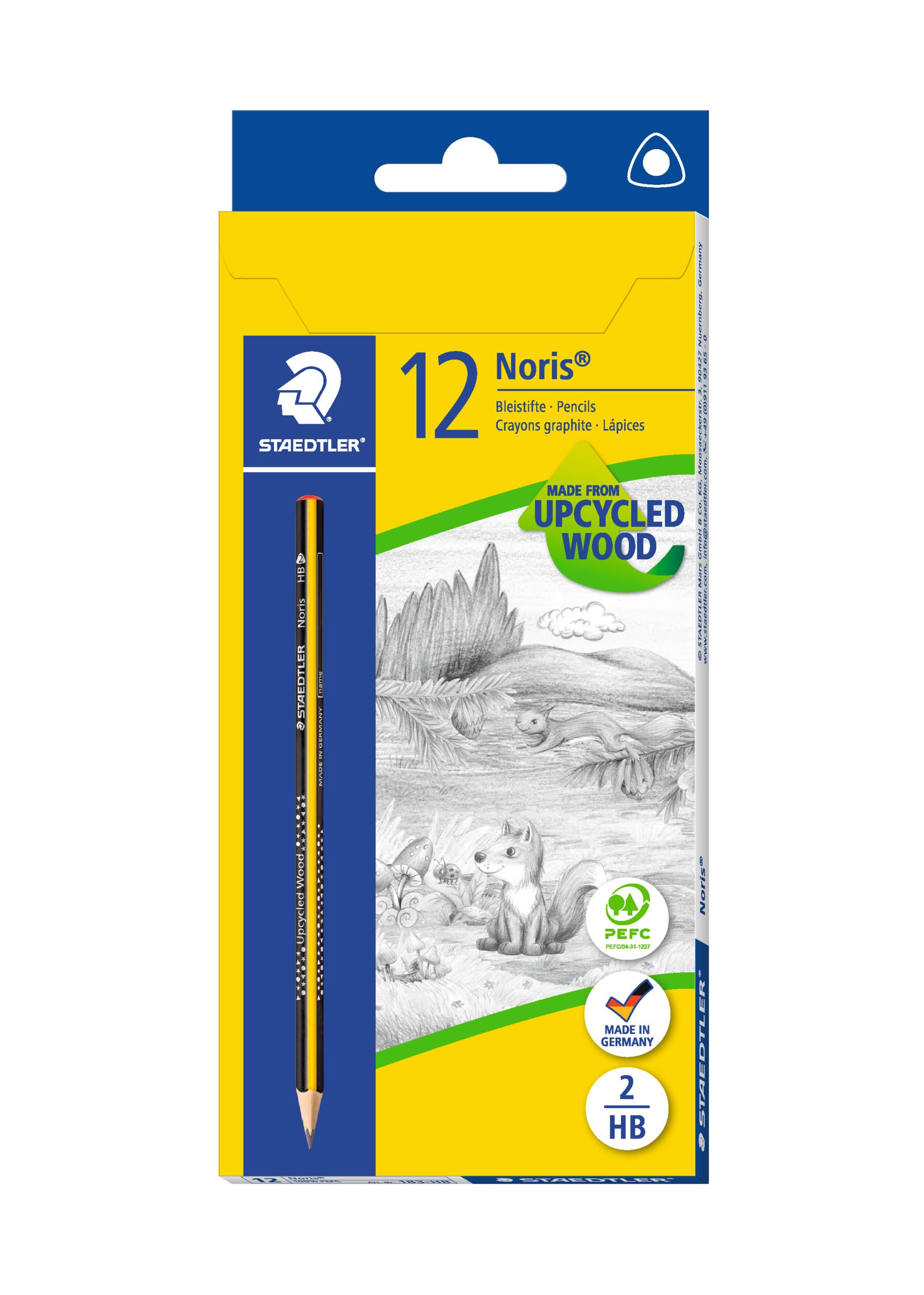 STAEDTLER 183-HB Noris Triangular Graphite Pencil - HB (Pack of 12)