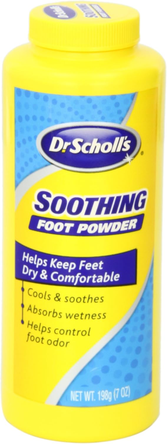 Dr. Scholl's Soothing Foot Powder, 7oz (Pack of 4) // Cooling and Soothing Powder with Fresh Scent for All-Day Protection Against Odor and Sweaty Feet: Health & Personal Care