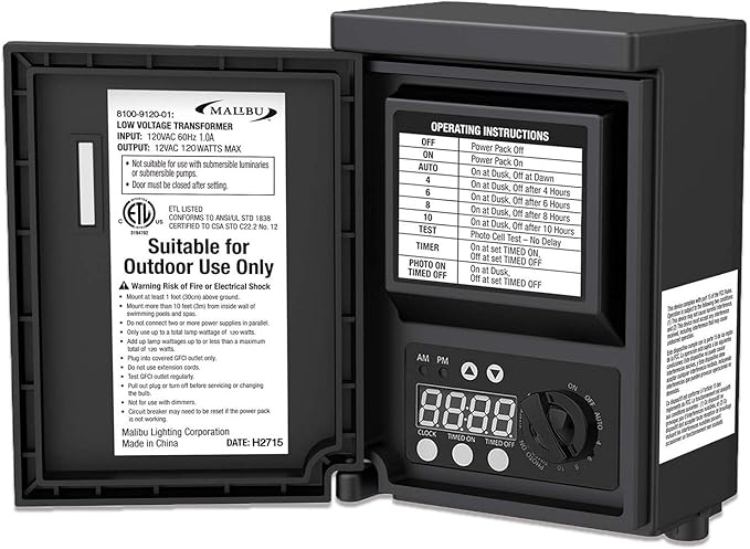 Malibu 120 watt Outdoor 12V Low Voltage Transformer for Landscape Light