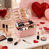 Ethereal Travel Makeup Bag Large Capacity Pink Cosmetic Organizer with Brushes view 2