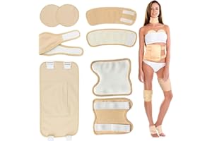 8Pcs/Set Castor Oil Pack Wrap, Organic Cotton Castor Oil Packs for Liver, Stomach, Belly, Neck, Breast, Knee, Foot, Reusable 