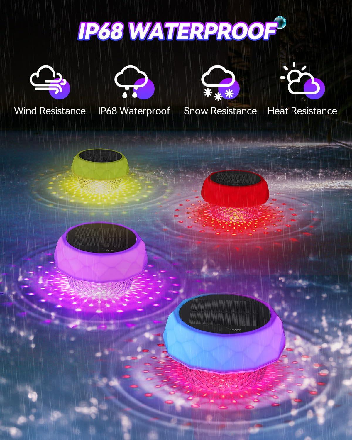 DoXtreme Solarbetriebene schwimmende Desinfektionsleuchte (1) Solar Poolbeleuchtung IP68 Pool Licht 8 Farbwechsel 42 Beleuchtungsmodi Teichbeleuchtung Poolbeleuchtung Solar für Schwimmbad, Party 2
