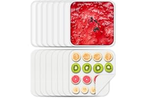 CERCKER 8 Pcs Silicone Food Dehydrator-Trays with Edge, 8 Pcs Mesh Dryer Mats,Reusable Non Stick Silicone Dehydrator Sheets (11x 11in) for Liquids,Fruit Leather,Herbs,Meat and Yogurt