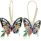 JIMARIN Bohemian Handmade Sparkly Crystal Acrylic Butterfly Dangle Drop Leverback Earrings For Women