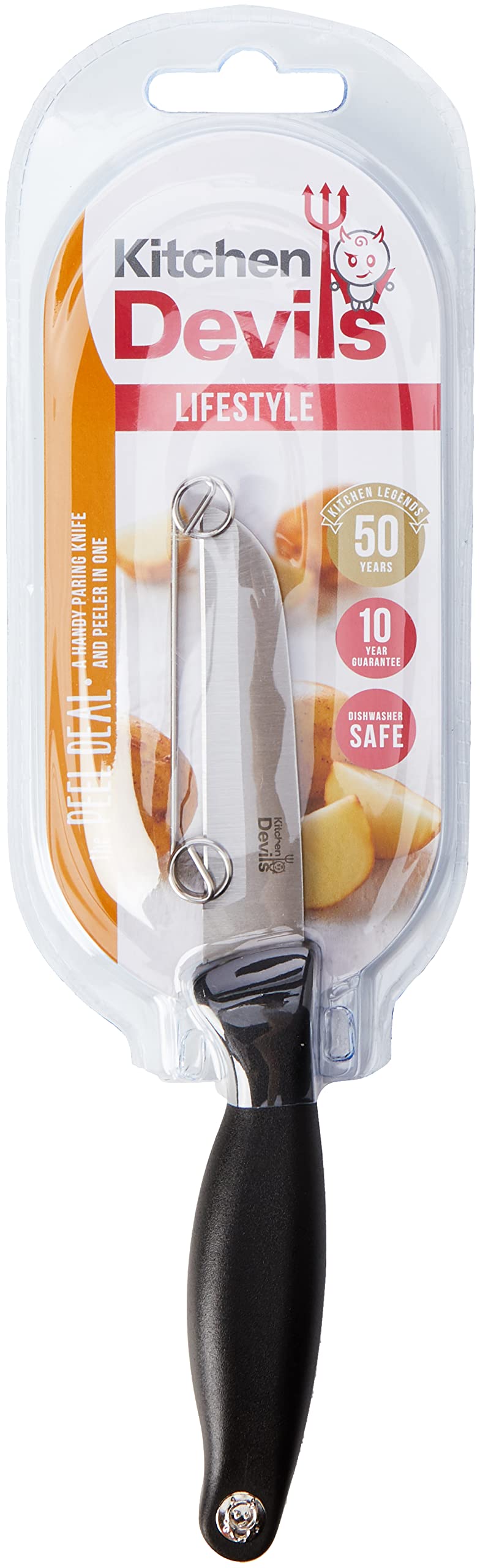 Kitchen Devils S8602001 Lifestyle Peeler/Parer Knife, Black , 27.5x8.5x2 cm