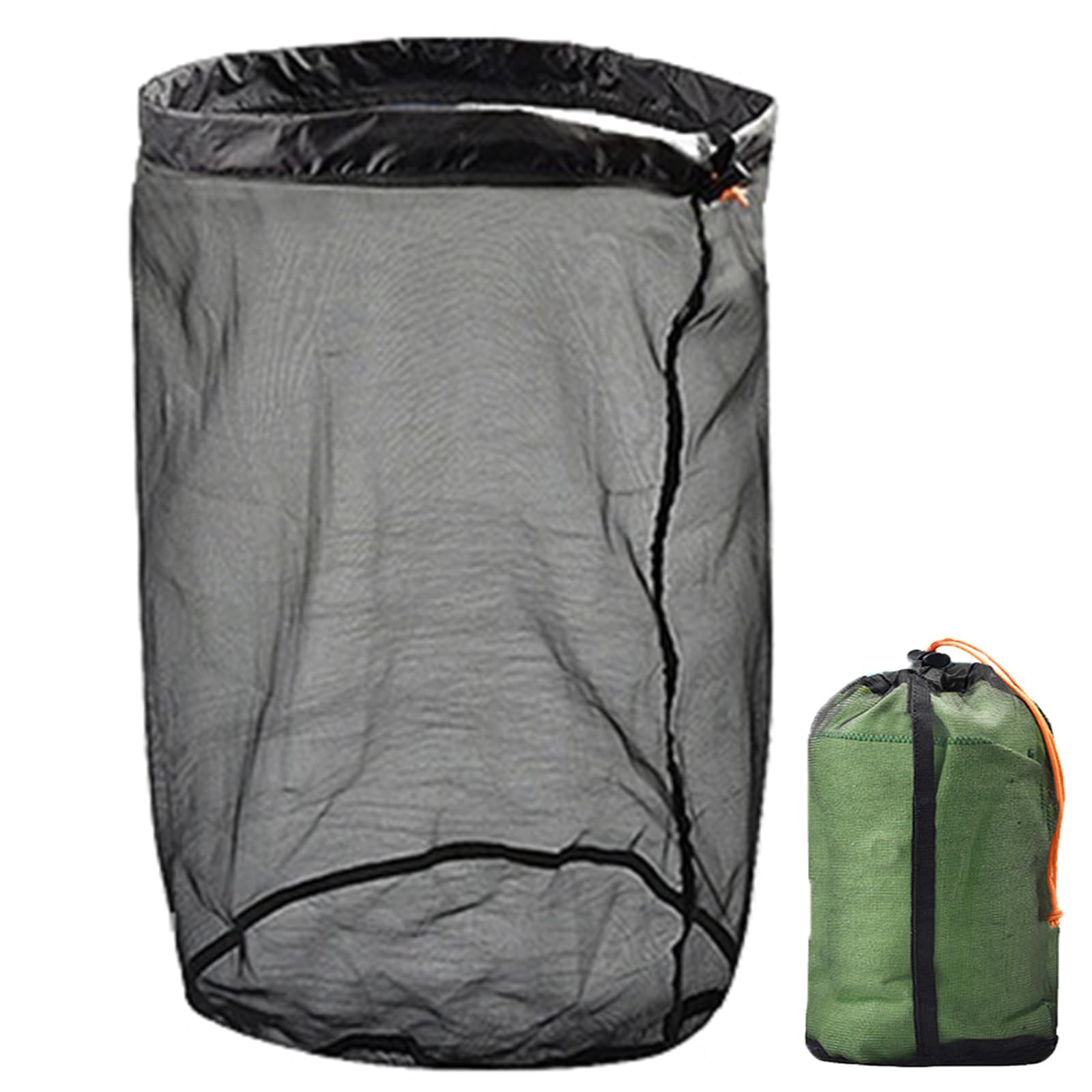 Ultralight Stuff Sacks,Mesh Drawstring Storage Bag,Nylon Mesh Compression Storage Sack,Lightweight Large Net Bag,Hiking Visibility Mesh Pouch,Stuff Storage for Sleeping Bag Luggage Clothes Camp (XXL)
