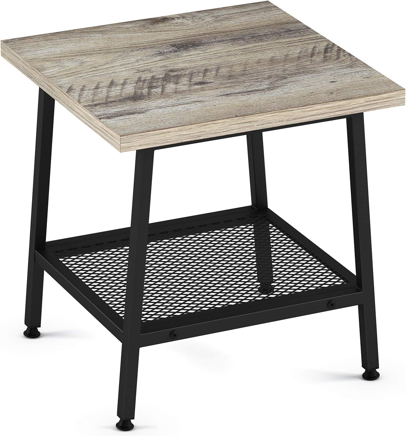 Ballucci Vintage Nightstand Table 2 Tier End Table With Storage Shelves Sturdy Coffee Table With Metal Frame Wood Accent Rustic Grey Amazon Ca Home Kitchen