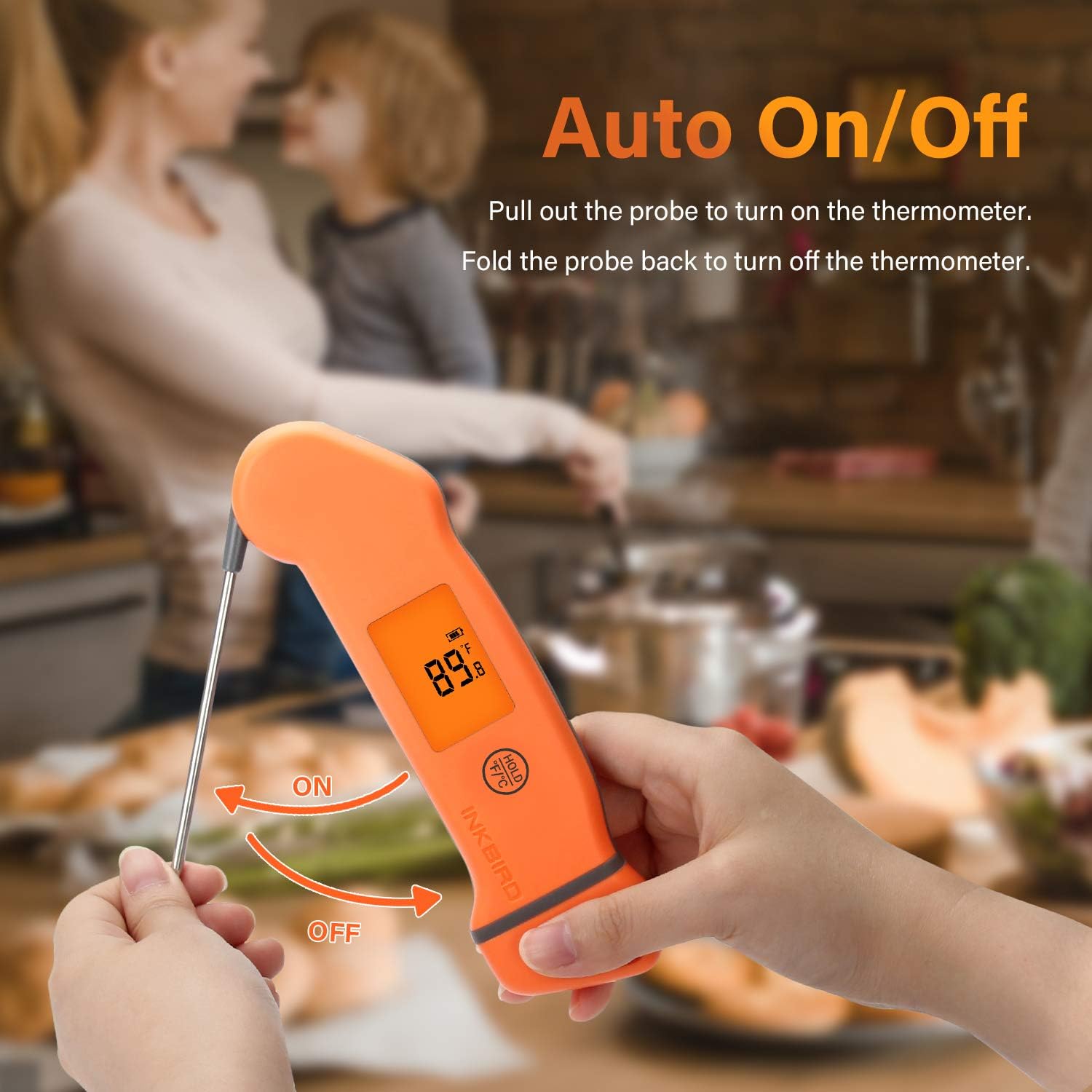 Inkbird Digital Instant Read Meat Thermometer, Candy Thermometer with Rotatable Screen Auto Backlight, Waterproof Kitchen Food Thermometer for Grill, Smoker, Kitchen, BBQ, Oven, Candy, Baking: Kitchen & Dining