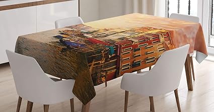 ABAKUHAUS Landschaft Tischdecke, Italienisches Venezia-Bild, Für den Inn und Outdoor Bereich geeignet Waschbar Druck Klar Kei