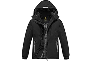 MoFiz Girls Ski Jacket Waterproof Fleece Lined Snowboard Jacket Warm Winter Snow Coats with Removable Hood