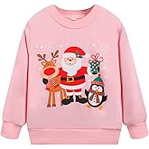 NUBEEHOHO Toddler Girl Christmas Sweatshirt Crewneck Santa Claus Pullover Kids Reindeer Sweater Baby Girls Xmas Shirts Winter Clothes 6T