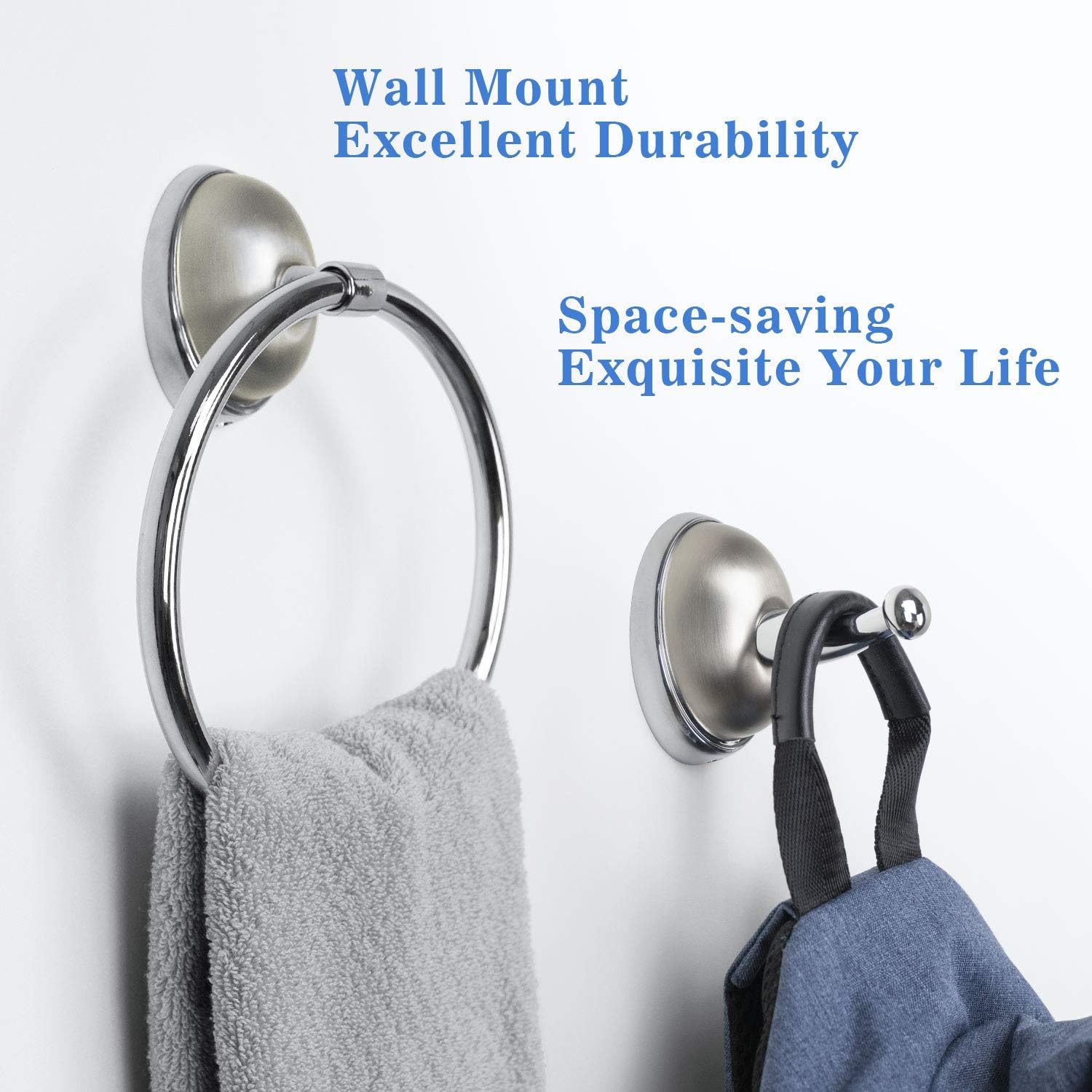 TONIAL Towel Bar Set Bathroom Hardware Set Wall Mounted Towel Holder Set Towel Rack Set for Bathroom 6-Pieces Bath Accessory Kit Nickel Bell Design: Home & Kitchen