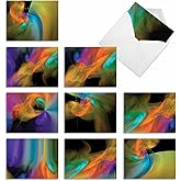 The Best Card Company - 10 Boxed All Occasion Cards with Envelopes for Men and Women (4 x 5.12 Inch) - Colorful, Fun Note Cards Assorted - Space Trips M2378OCB