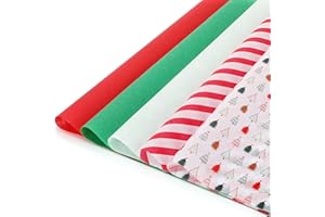 LOADSFUN 120 Sheets Christmas Tissue Paper, 19.5" x 13.6" Tissue Paper Bulk Assorted Design Christmas Wrapping Paper for Gift Bags, Red Green White Tissue Paper for Xmas Holiday Crafts (Colorful Tree)