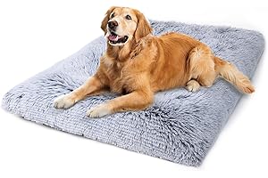 Vonabem Large Dog Bed Crate Pad 36 inch, Washable Pet Beds Medium Small Sized Dogs, Deluxe Plush Anti-Slip Puppy Mats for Sleeping, Soft Kennel Pads 35 * 23 inch Grey