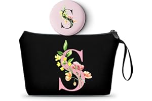 SEAMOON Gifts for Women Birthday Unique, Makeup Bag, Gifts for Mom Birthday, Bride to be Gifts,Bridal Shower Gift, Womens Gifts for Birthday, Initial Cosmetic Bag with Mirror,Mothers Day Gifts,S