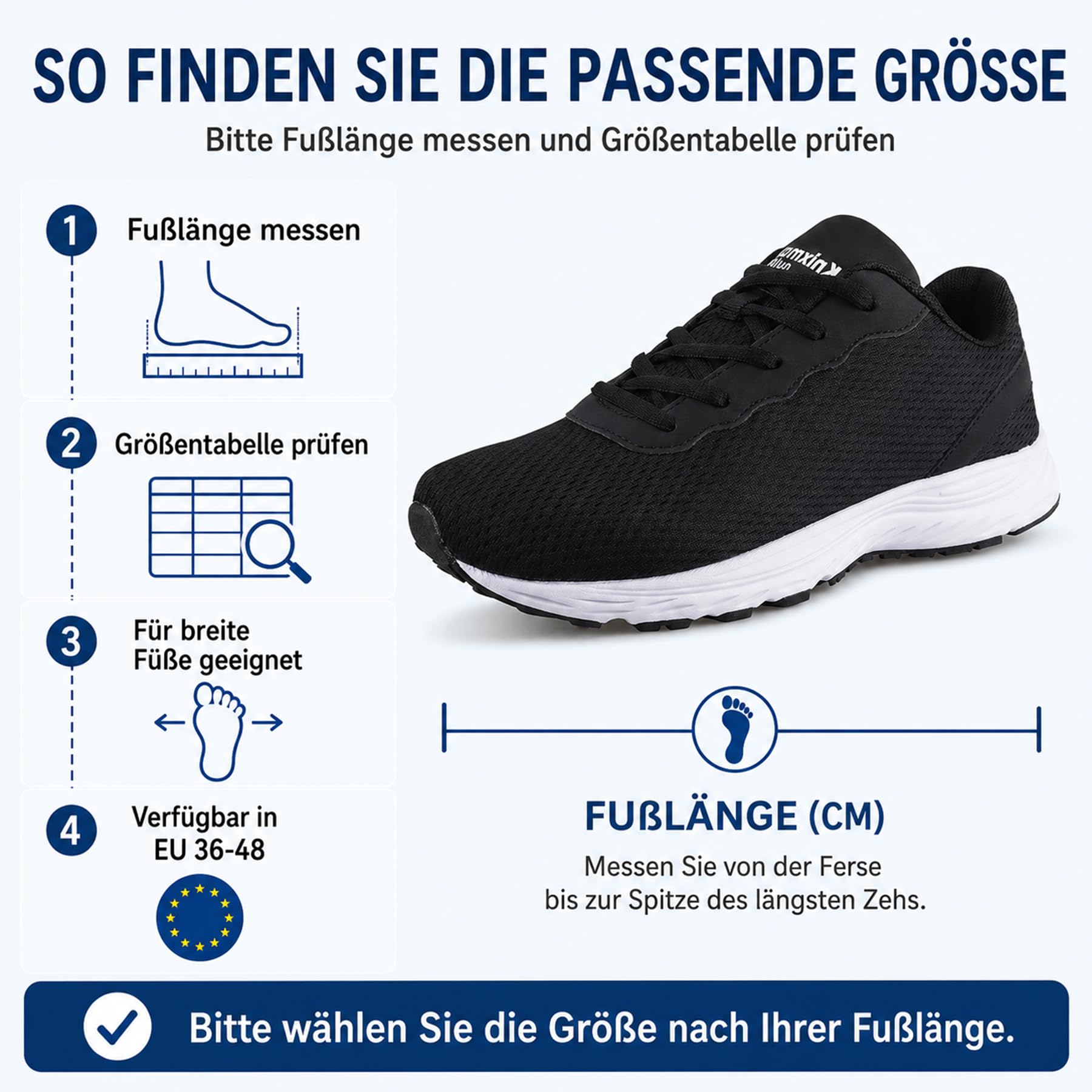 Extra Weit Laufschuhe Diabetiker Schuhe Walkingschuhe Herren Damen Schwarz EU45 4