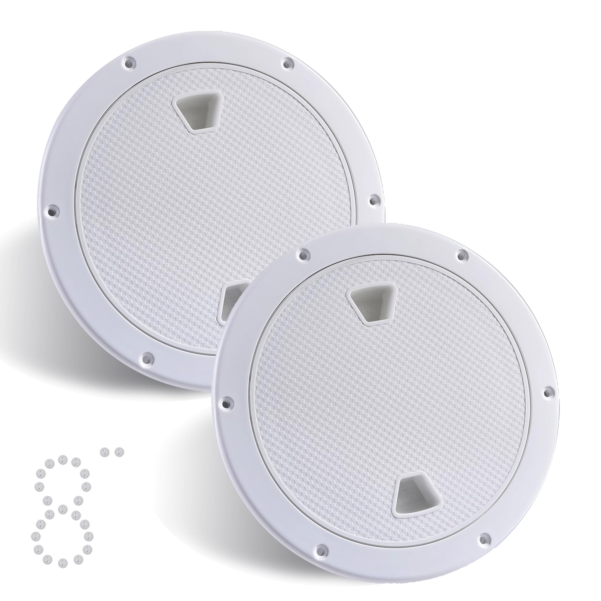 Photo 1 of CROSSBODY 2 Pcs Boat 8" White Round Deck Plate Non Slip Inspection Hatch, Marine Access Port Hatch Cover with Screws, Detachable Water Tight Lid Cover for Marine Boat Yacht