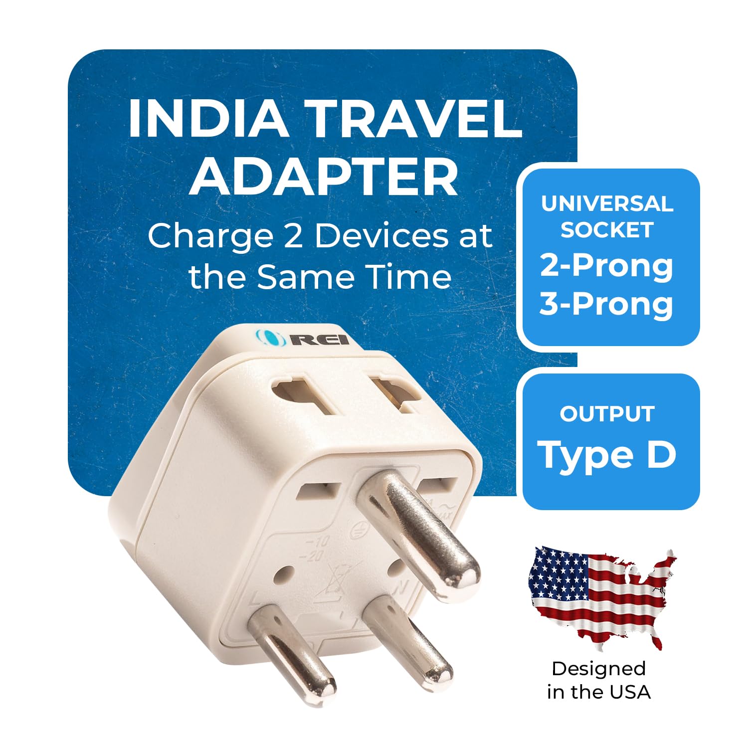 Orei Grounded Universal 2 in 1 Plug Adapter Type D for India and More
