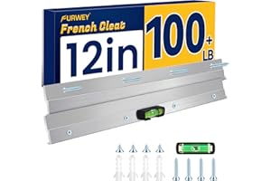 FURWEY French Cleat, Picture and Mirror Hanger, Aluminum French Cleat, Headboard Wall Mounting Brackets with Screws(12 Inch-1 Pair, Support 80 lbs)