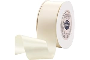 VATIN 1-1/2" Wide Double Faced Polyester Deep Cream Satin Ribbon Continuous Ribbon- 25 Yard, Perfect for Wedding, Gift Wrapping, Bow Making & Other Projects