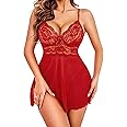 Avidlove Women Lingerie Lace Babydoll Strap Chemise Halter Teddy V Neck Sleepwear
