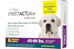 TEVRAPET FirstAct Plus Flea Treatment for Dogs, Large Dogs 45-88 lbs, 6 Doses, Same Active Ingredients as Frontline Plus Flea and Tick Prevention for Dogs