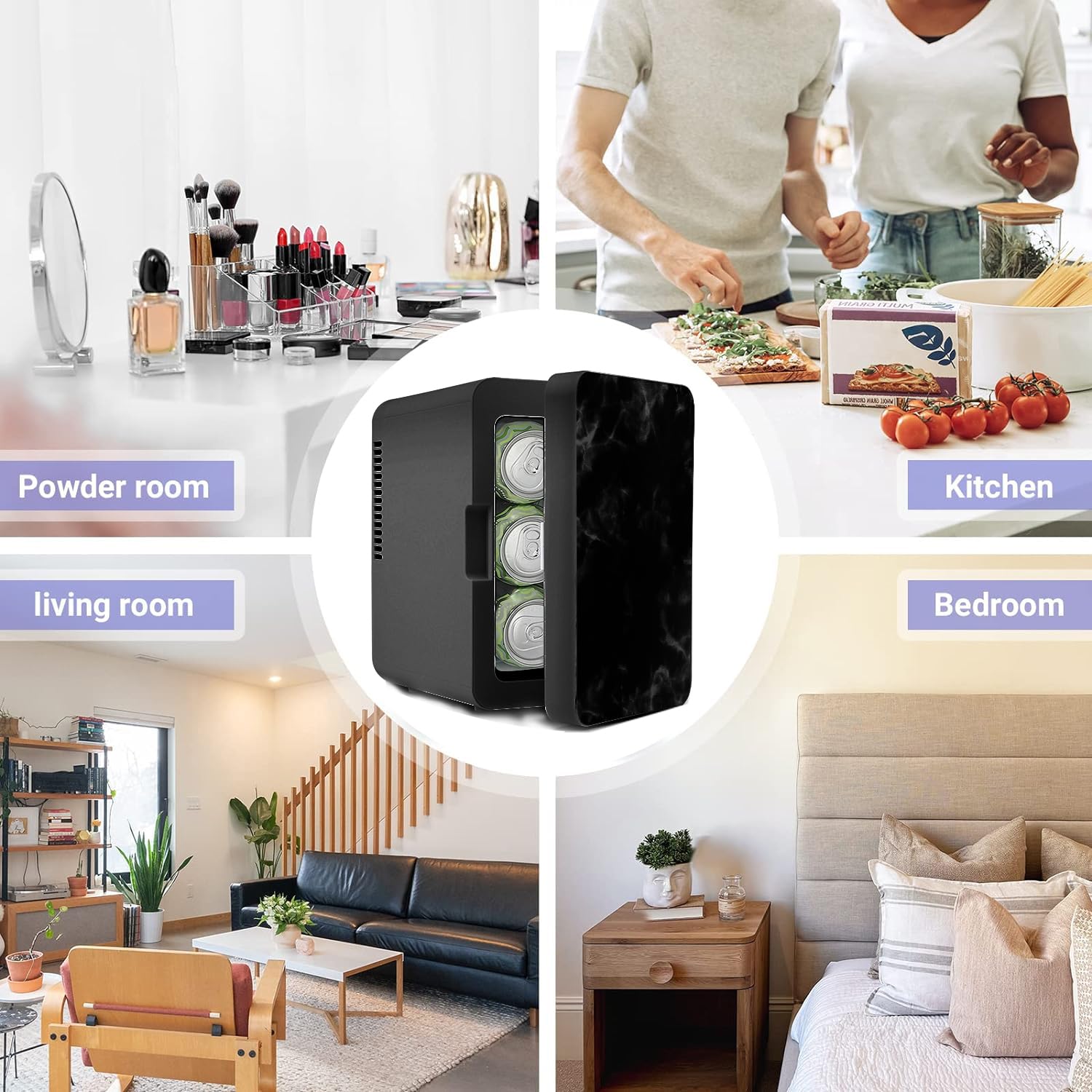 Living Enrichment Mini Fridge 4L Skincare Fridge, AC 120V DC 12V Portable Small Refrigerator Cooler and Warmer for Skin care, Drinking, Bedroom, Travel and Car, Birthday Gifts
