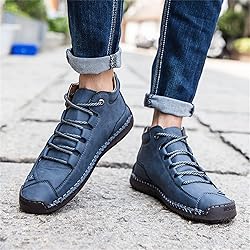 Dacomfy Men's Shoes Leather Work Boots Casual