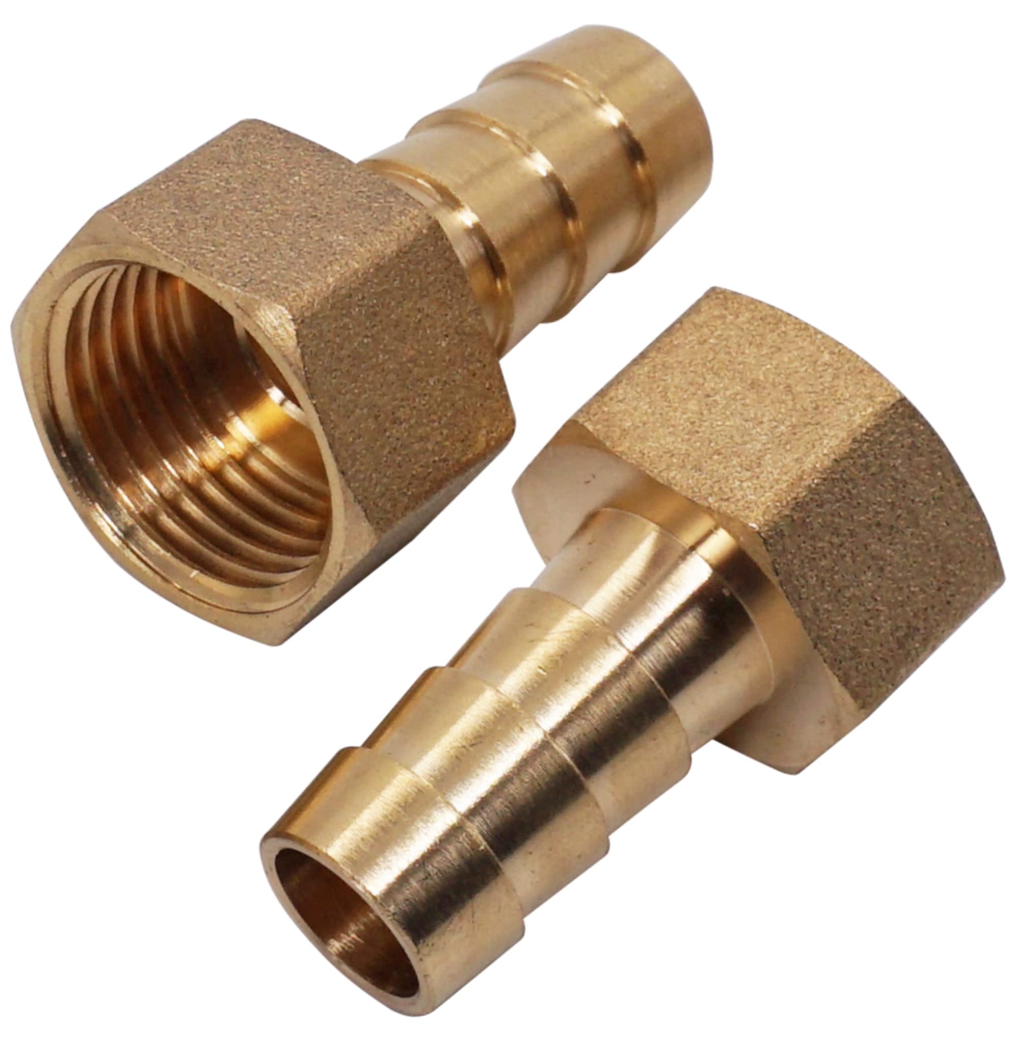 SKIR'CO 2 pcs Female Thread Barb Brass Fitting 1/2" x 14 mm, Hose Barbed Adapter, Hose Tail Connector, BSP Thread